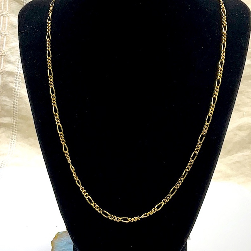 24” 22KGL(22K Gold Layered) Figaro Gold Chain Necklace With Hinge Clip Closure